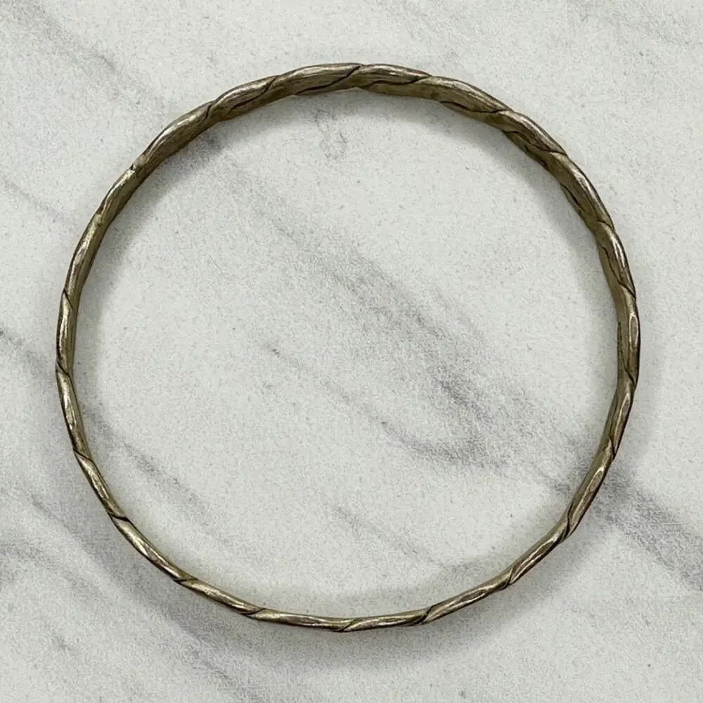 Alpaca Hecho En Mexico Vintage Flat Braided Bangle Bracelet Silver Tone ✨